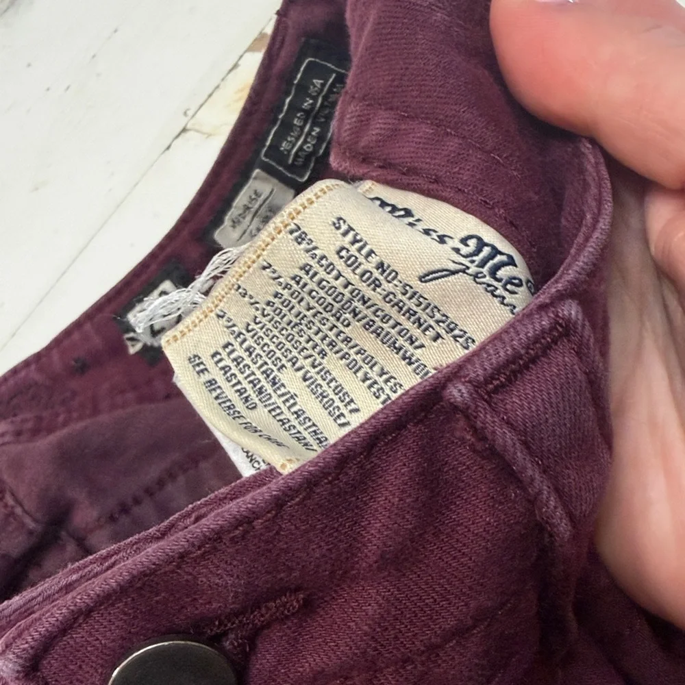 Miss Me Burgundy Mid-Rise Skinny Jeans - Picture 7 of 11